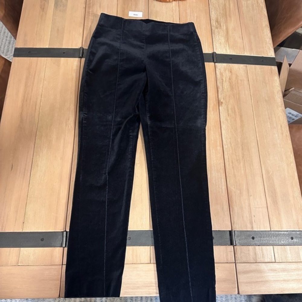 Ruby Road Black Velvet Pants Petite 4P High Rise Straight Leg Stretch Chic - Picture 2 of 7